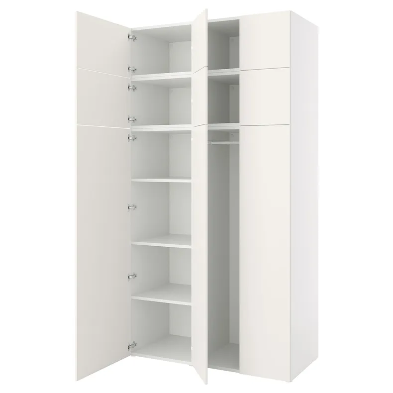 IKEA PLATSA ПЛАТСА, гардеробна шафа з 9 дверцятами, білий / ФОННЕС білий, 140x57x261 см 694.243.32 фото №1