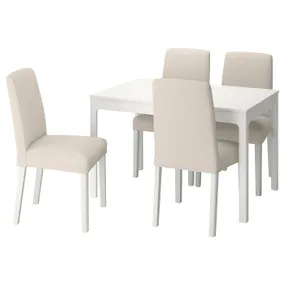 IKEA EKEDALEN ЭКЕДАЛЕН / BERGMUND БЕРГМУНД, стол и 4 стула, белый / бежевый / белый, 120 / 180 см 594.082.24 фото