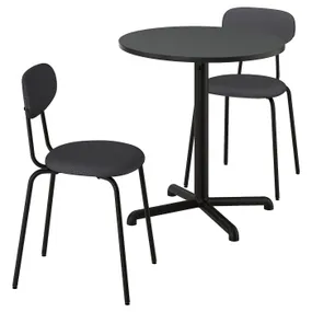 IKEA STENSELE СТЕНСЕЛЕ / ÖSTANÖ ЭСТАНЁ, стол и 2 стула, антрацитовый антрацит/темно-серый Реммарн, 70 см 595.694.67 фото