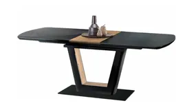 Кухонний стіл розкладний HALMAR FARREL 160-200x90 см чорний / горіх фото
