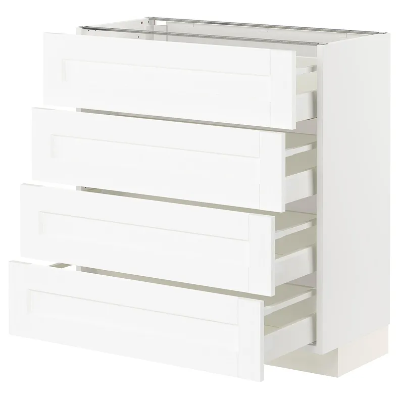 IKEA METOD МЕТОД / MAXIMERA МАКСІМЕРА, підлогов шафа / 4 фронт панелі / 4 шухл, білий Енкопінг / білий імітація дерева, 80x37 см 794.734.16 фото №1