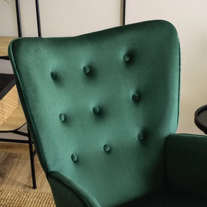 Кресло-качалка бархатное MEBEL ELITE ELIS Velvet, Зеленый фото №3