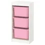 IKEA TROFAST ТРУФАСТ, комбінація для зберіган +контейнери, білий/рожевий, 46x30x94 см 895.332.26 фото