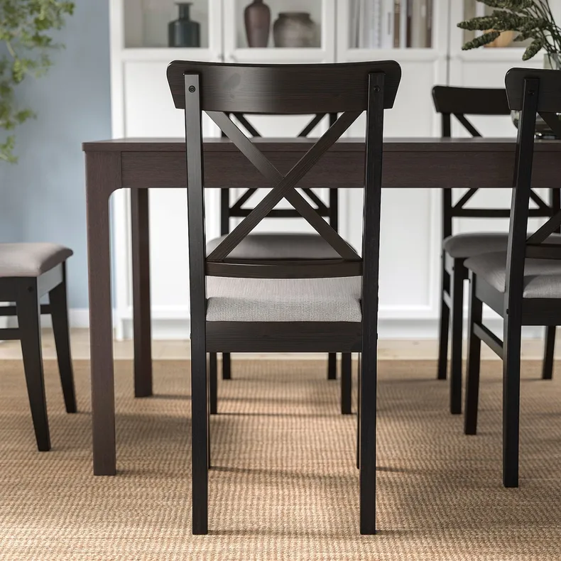 IKEA INGOLF ИНГОЛЬФ, стул, коричнево-черный / нолхага серо-бежевый 004.730.75 фото №3