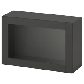 IKEA BESTÅ БЕСТО, секція полиць із дверцятами, темно-сірий / СІНДВІК темно-сірий, 60x22x38 см 195.357.66 фото
