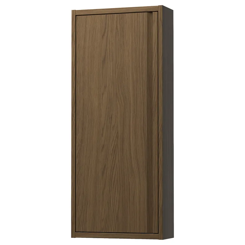 IKEA ÄNGSJÖN ЭНГШЁН, навесной шкаф с дверцей, коричневая имитация дуб, 40x15x95 см 405.350.76 фото №1