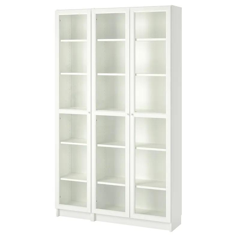 IKEA BILLY БИЛЛИ / OXBERG ОКСБЕРГ, шкаф книжный со стеклянными дверьми, белый, 120x30x202 см 692.818.04 фото №1