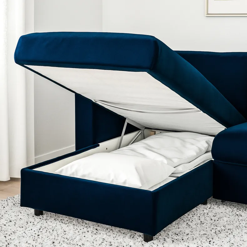 IKEA VIMLE ВІМЛЕ, 3-місний диван-ліжко, з шезлонгом/Djuparp темно-зелено-синій 195.372.75 фото №4