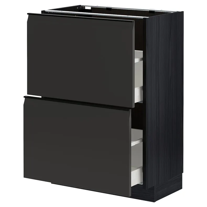 IKEA METOD МЕТОД / MAXIMERA МАКСИМЕРА, напольный шкаф с 2 ящиками, черный / матовый антрацит, 60x37 см 294.953.12 фото №1