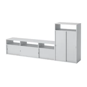 IKEA SPIKSMED СПІКСМЕД, комбінація шаф для телевізора, світло-сірий, 215x32x96 см 595.352.98 фото