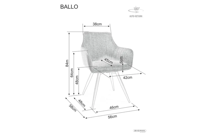 Обеденный стул поворотный SIGNAL BALLO BREGO 34 - бежевый фото №2