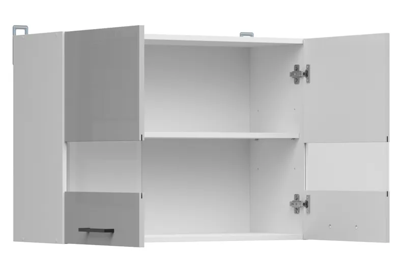 BRW Двухдверный верхний кухонный шкаф Junona Line 80 см с витриной светло-серый глянец, белый/светло-серый глянец G2W/80/57-BI/JSZP фото №3