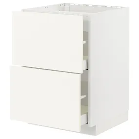 IKEA METOD МЕТОД / MAXIMERA МАКСІМЕРА, підлог шафа д / плити, 2 фр пан / 2 шух, білий / ВАЛЛЬСТЕНА білий, 60x60 см 395.071.78 фото