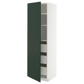 IKEA METOD МЕТОД / MAXIMERA МАКСИМЕРА, высокий шкаф с ящиками, белый/Гавсторп темно-зеленый, 60x60x200 см 695.570.15 фото