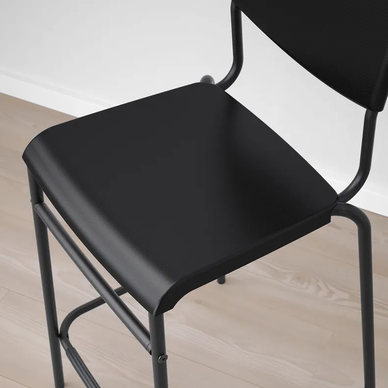 IKEA STIG СТІГ, барний стілець зі спинкою, чорний / чорний, 63 см 304.984.18 фото №5
