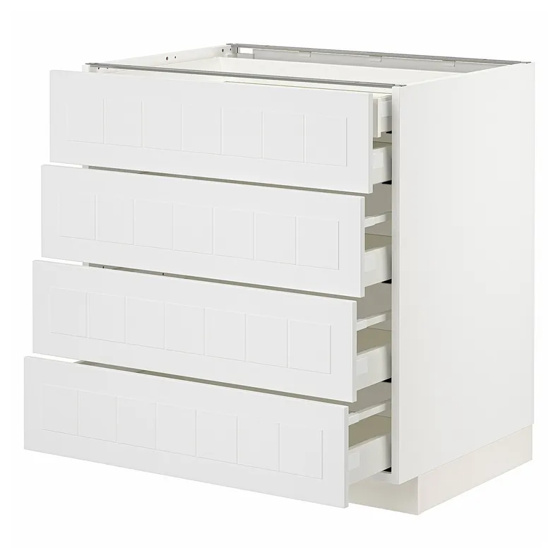 IKEA METOD МЕТОД / MAXIMERA МАКСИМЕРА, напольный шкаф 4фасада / 2нзк / 3срд ящ, белый / Стенсунд белый, 80x60 см 394.094.65 фото №1