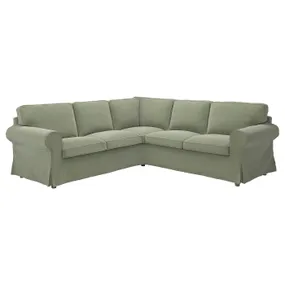 IKEA EKTORP ЭКТОРП, 4-местный угловой диван, Хакебо серо-зеленый 595.089.83 фото