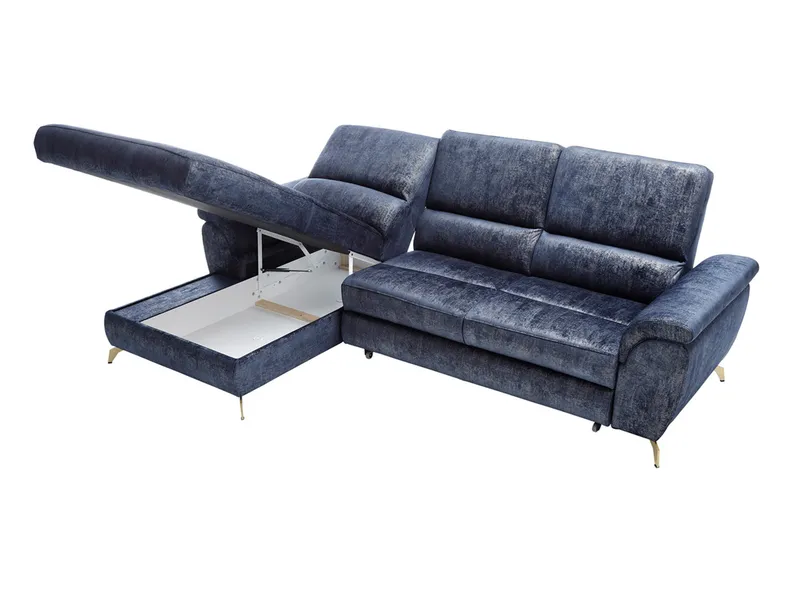 BRW Угловой диван Livorno с ящиком для хранения темно-синий велюр, Touch Me 8 NA-LIVORNO-L-G3_B84316 фото №3