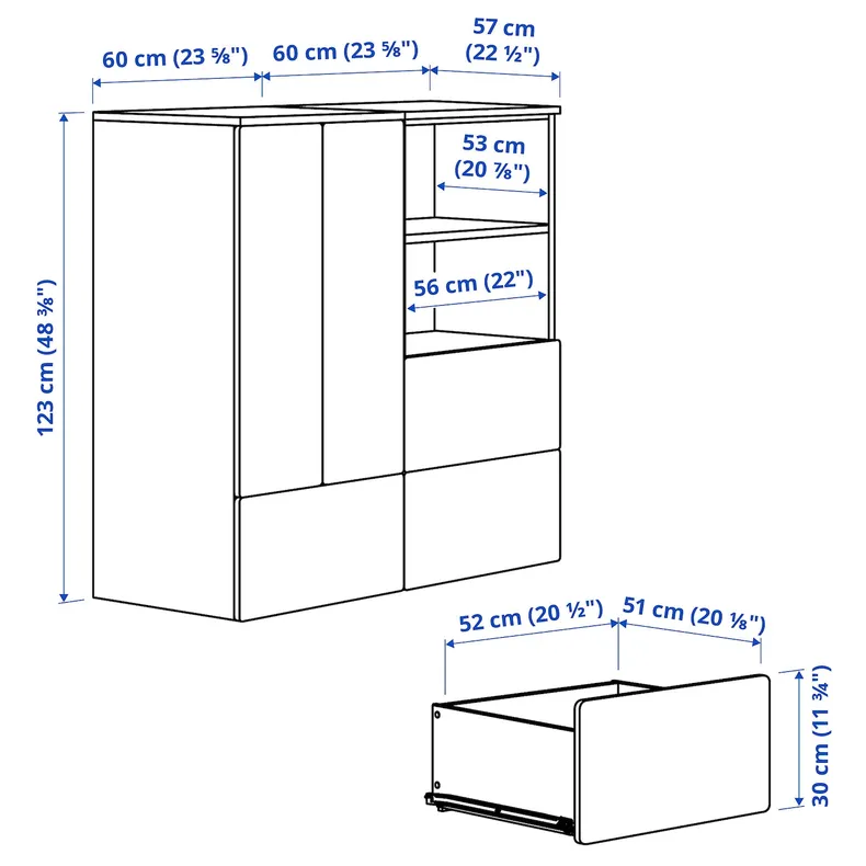 IKEA SMÅSTAD СМОСТАД / PLATSA ПЛАТСА, шафа, біло-червона / смугаста з 3 шухлядами, 120x57x123 см 995.498.92 фото №6