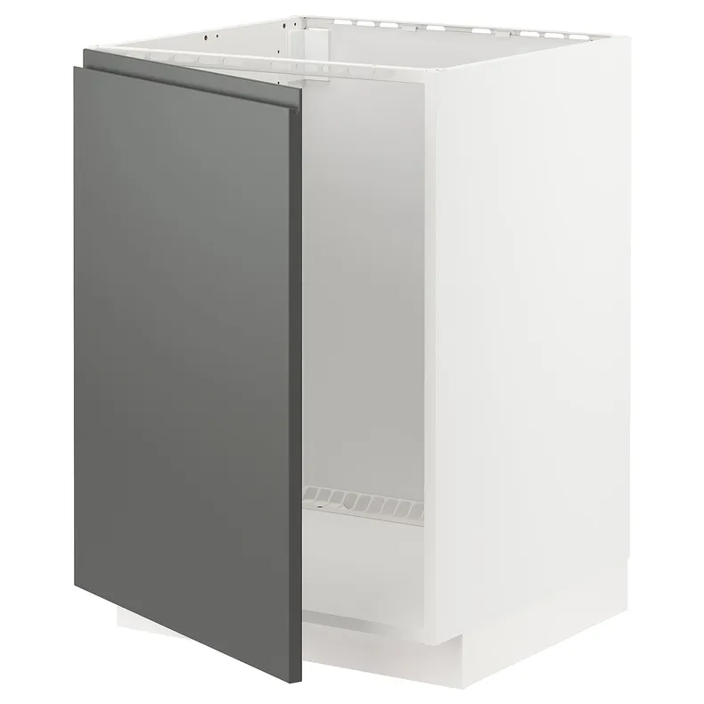 IKEA METOD МЕТОД, напольный шкаф для мойки, белый / Воксторп темно-серый, 60x60 см 294.579.61 фото №1