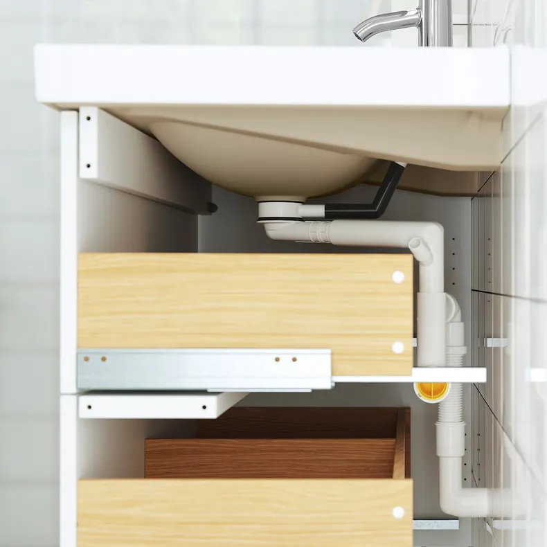 IKEA ÄNGSJÖN ЭНГШЁН, шкаф для раковины с ящиком, белый глянец, 80x48x33 см 605.350.99 фото №4
