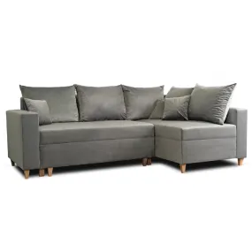 Угловой диван бархатный MEBEL ELITE MARKUS Velvet, 238 см, серый (правый) фото