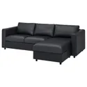 IKEA VIMLE ВИМЛЕ, 3-местный диван, с шезлонгом / Гранн / Бомстад черный 893.066.86 фото thumb №1
