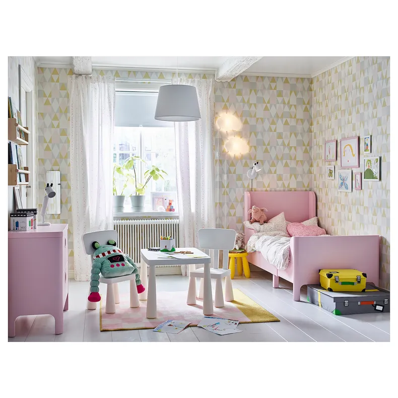IKEA BUSUNGE БУСУНГЕ, розсувне ліжко, блідо-рожевий, 80x200 см 902.290.17 фото №6