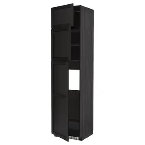 IKEA METOD МЕТОД, высокий шкаф д / холодильника / 3дверцы, черный / Лерхиттан с черными пятнами, 60x60x240 см 094.555.24 фото