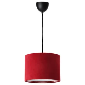 IKEA SUNNEBY СУННЕБЮ / MOLNSKIKT МОЛНСКИКТ, подвесной светильник, черный/темно-красный бархат, 33 см 895.613.04 фото