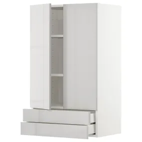 IKEA METOD МЕТОД / MAXIMERA МАКСИМЕРА, навесной шкаф / 2дверцы / 2ящика, белый / светло-серый, 60x100 см 494.579.41 фото