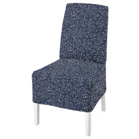 IKEA BERGMUND БЕРГМУНД, стул с чехлом средней длины, белый / Райран темно-синий 993.845.51 фото