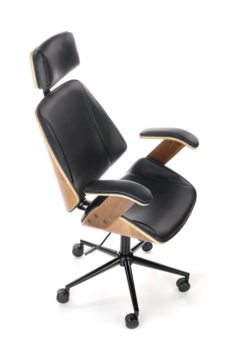 Крісло комп'ютерне офісне обертове HALMAR IGNAZIO, горіховий чорний, екошкіра фото №10