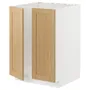 IKEA METOD МЕТОД, напольный шкаф для мойки+2 двери, белый / дуб форсбака, 60x60 см 795.091.04 фото