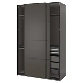 IKEA PAX ПАКС / MEHAMN МЕХАМН, гардероб, комбинация, темно-серый / 2стр темно-серый, 150x66x236 см 395.230.55 фото