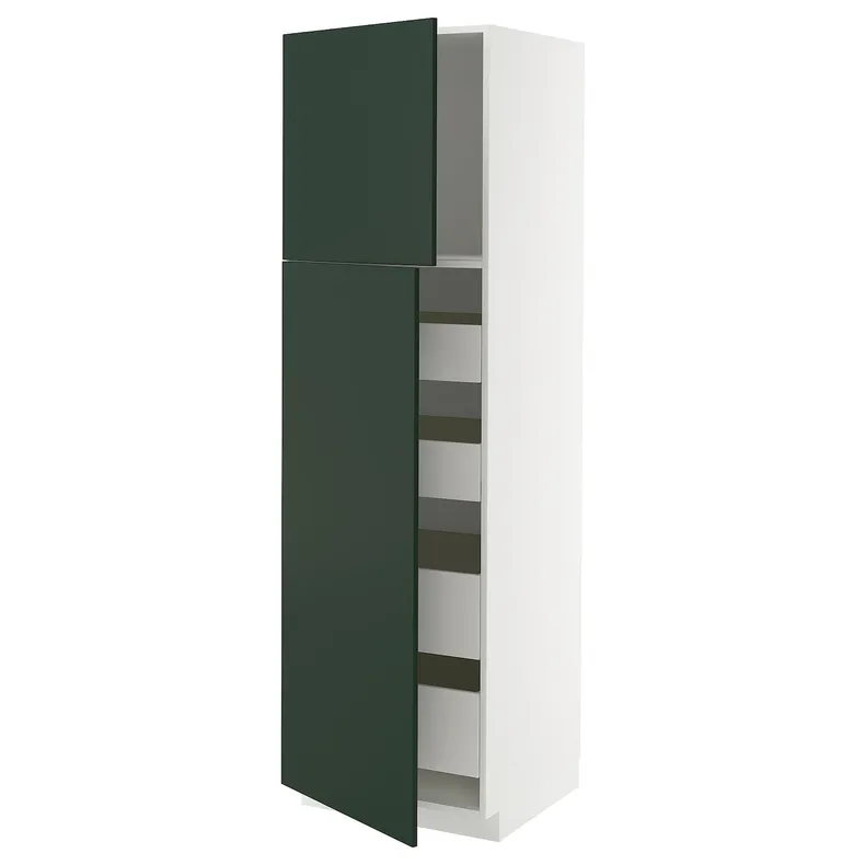 IKEA METOD МЕТОД / MAXIMERA МАКСИМЕРА, высокий шкаф/2дверцы/4ящика, белый/Гавсторп темно-зеленый, 60x60x200 см 095.567.64 фото №1