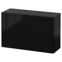 IKEA BESTÅ БЕСТО, комбинация настенных шкафов, черный / коричневый Стекловик / черное стекло, 60x22x38 см 494.408.61 фото thumb №1