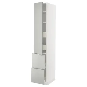 IKEA METOD МЕТОД / MAXIMERA МАКСИМЕРА, высокий шкаф+полки / 4ящ / двр / 2фасада, белый / светло-серый, 40x60x220 см 195.393.78 фото