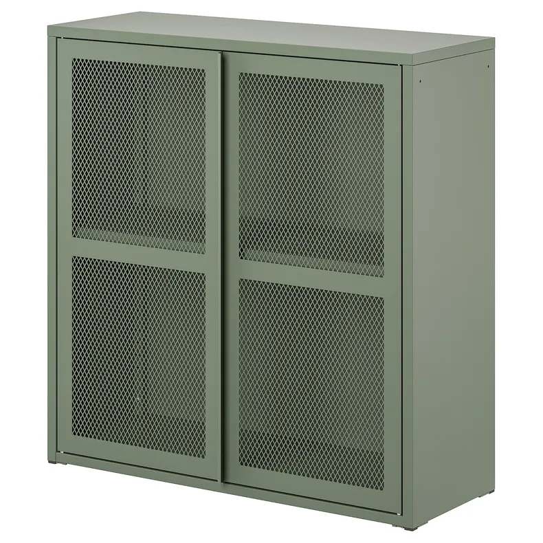 IKEA IVAR ІВАР, шафа з дверцятами, сіро-зелена сітка, 80x83 см 505.312.52 фото №1