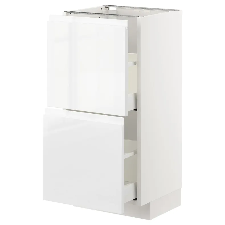IKEA METOD МЕТОД / MAXIMERA МАКСИМЕРА, напольный шкаф с 2 ящиками, белый / Воксторп глянцевый / белый, 40x37 см 692.550.46 фото №1