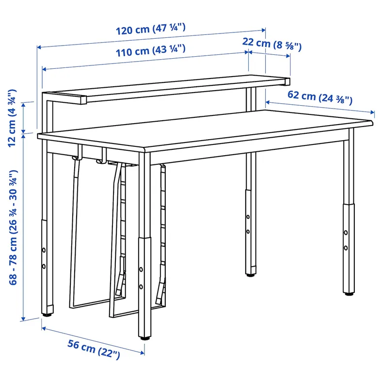 IKEA UTVISNING УТВІСНІНГ, ігровий стіл з полицею, чорний, 120x60 см 405.864.00 фото №10