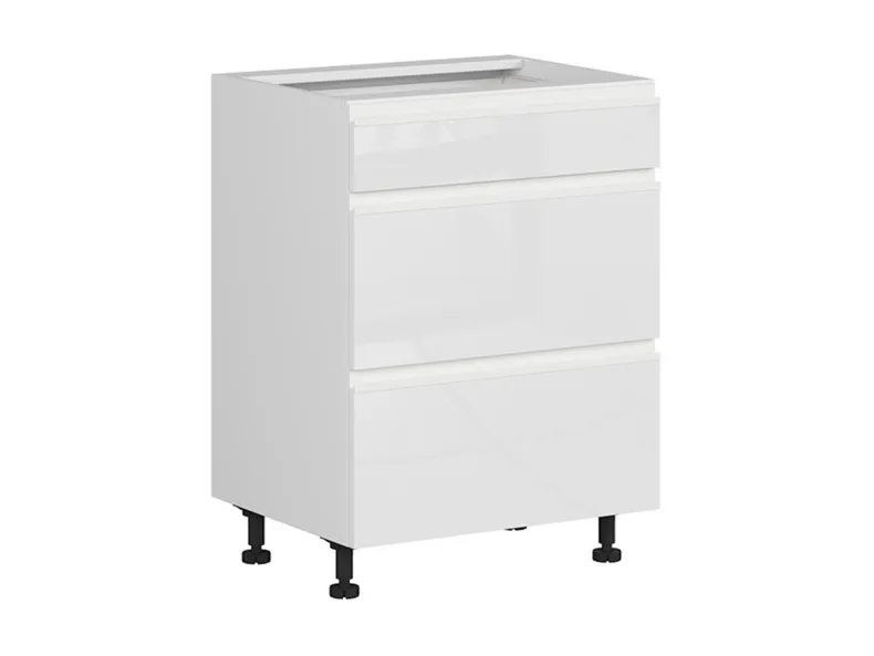 BRW Кухонный цокольный шкаф Sole 60 см с выдвижными ящиками белый глянец, альпийский белый/глянцевый белый FH_D3S_60/82_2SMB/SMB-BAL/BIP фото №2