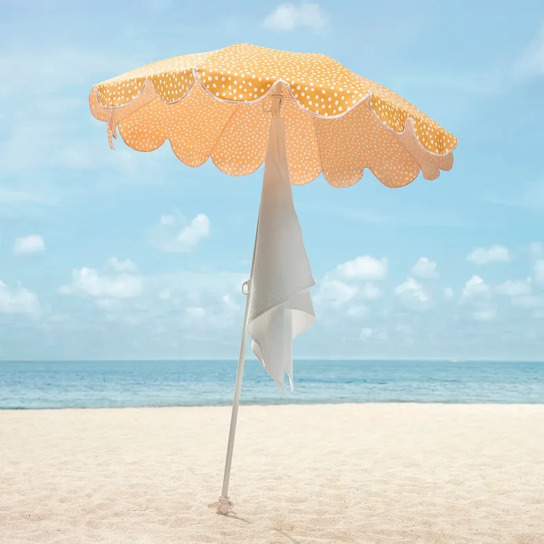 IKEA STRANDÖN СТРАНДЁН, зонт от солнца, желтый / белый пунктир, 140 см 705.227.65 фото №6
