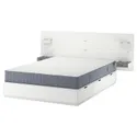 IKEA NORDLI НОРДЛИ, кровать с отд д / хранения и матрасом, с подголовником белый / валевый жесткий, 140x200 см 095.417.44 фото thumb №1