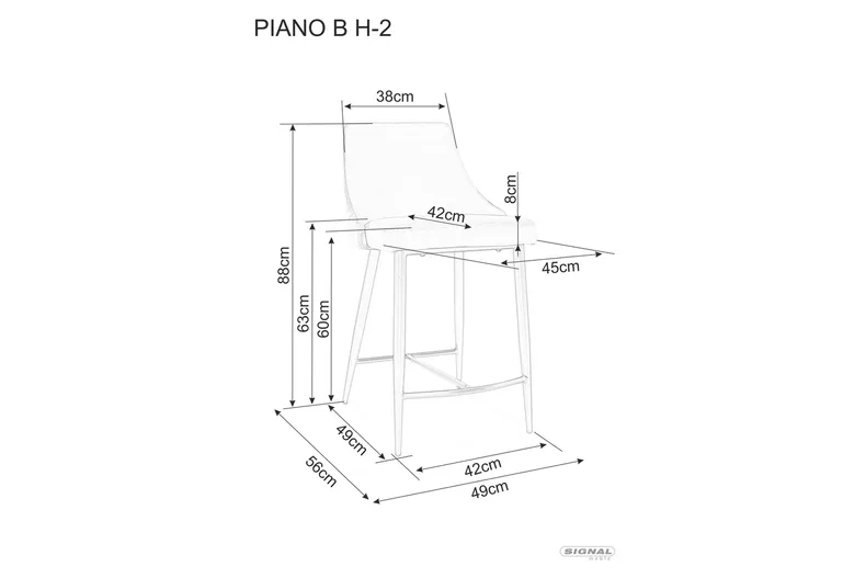 Барний стілець оксамитовий SIGNAL PIANO B H-2 Velvet Bluvel 19 - чорний фото №2