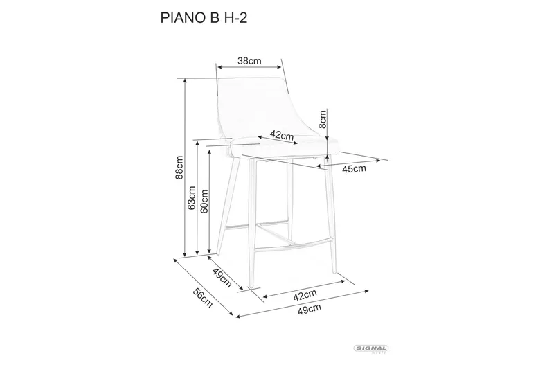 Барный стул бархатный SIGNAL PIANO B H-2 Velvet Bluvel 19 - черный фото №2