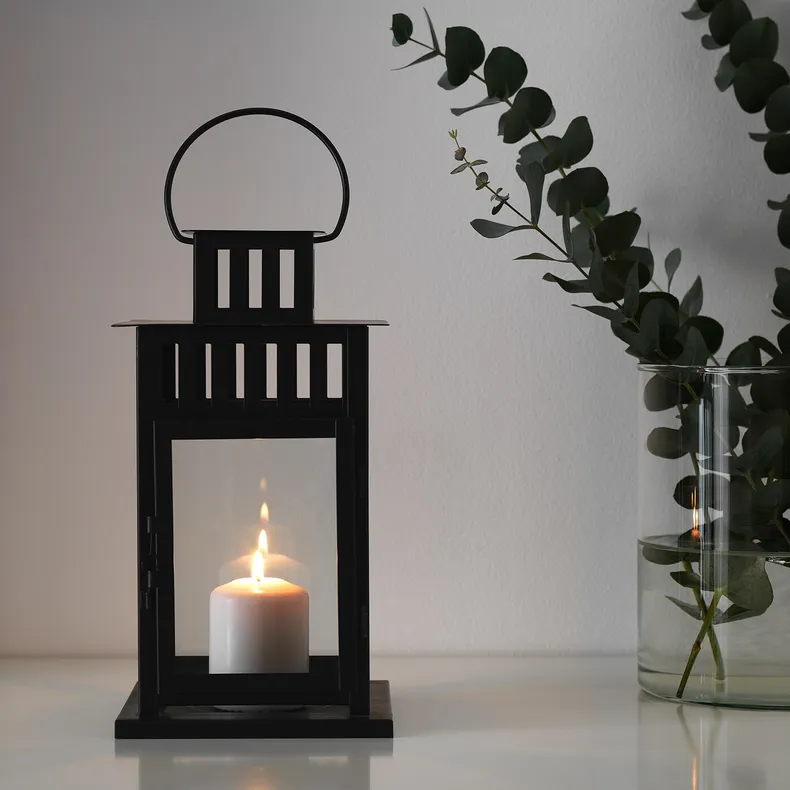 IKEA BORRBY БОРРБЮ, ліхтар для формової свічки, для приміщення/вулиці чорний, 28 см 101.561.09 фото №2