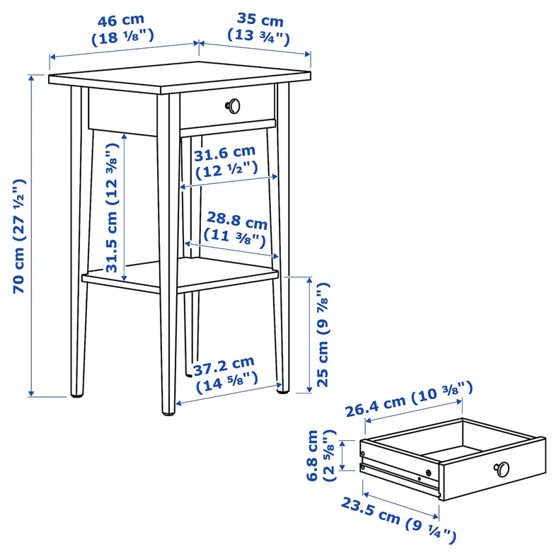 IKEA HEMNES ХЕМНЕС, меблі для спальні, комплект, 4 предмета, біла морилка, 140x200 см фото №10