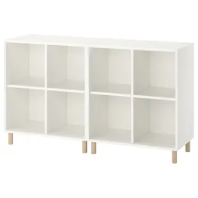 IKEA EKET ЕКЕТ, комбінація шаф із ніжками, білий / деревина, 140x35x80 см 893.861.07 фото