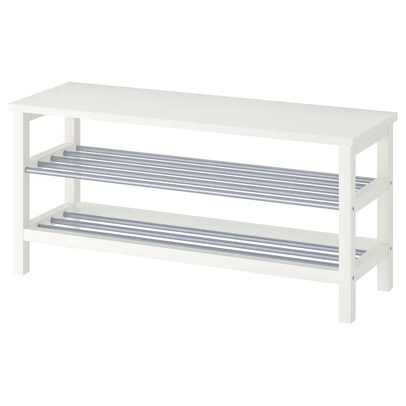 IKEA TJUSIG ЧУСИГ, скамья с полкой для обуви, белый, 108x34x50 см 701.527.02 фото №1